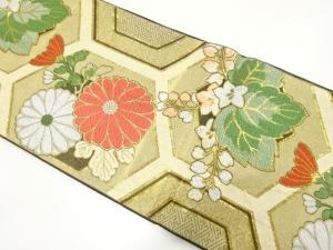 アンティーク　亀甲に桐・菊模様織り出し袋帯（材料）